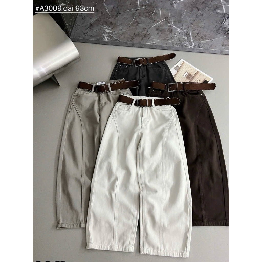3009 ยาว 93 ซม.กางเกงยีนส์บูมพร้อมเข็มขัดสายกวางโจว ก3009