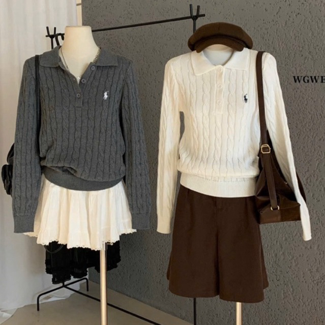 WGWE• เสื้อสเวตเตอร์ม้าโปโลกระดุม 7972 wgwe basic