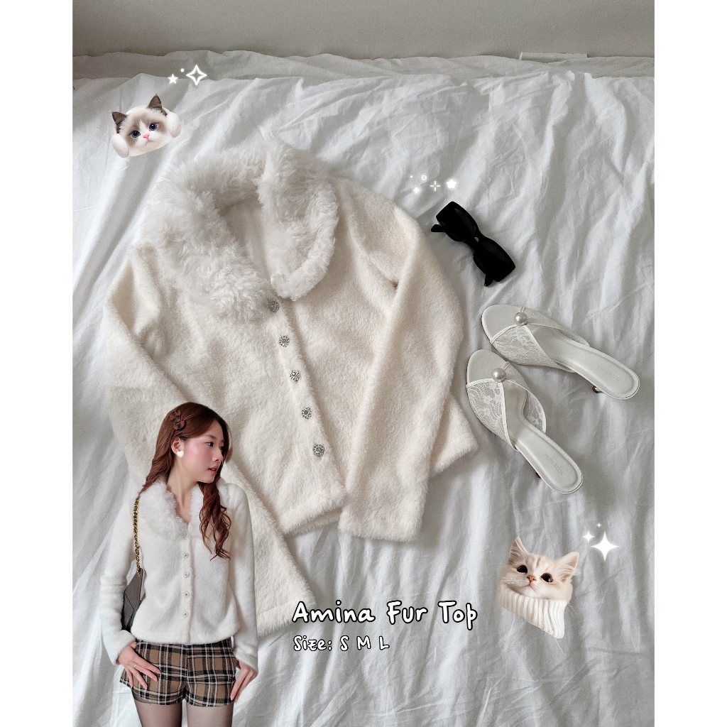 Joella: Amina Fur Top_Fur เสื้อคอปก