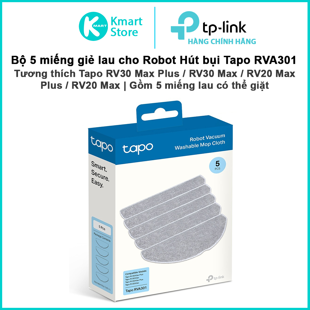 ชุดผ้าขี้ริ้วทําความสะอาด Tapo RVA301 5 ชิ้น | เข้ากันได้กับ Tapo RV30 Max Plus / RV30 Max / RV20 Ma