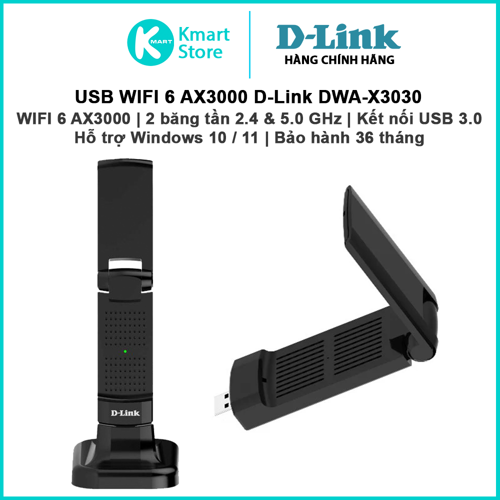 USB WIFI D-Link DWA-X30 | อินเตอร์เน็ตไร้สาย 6 AX3000 | 2 เส้น 2.4 & 5.0 กิกะเฮิร์ตซ์ | รองรับ ชนะ 1