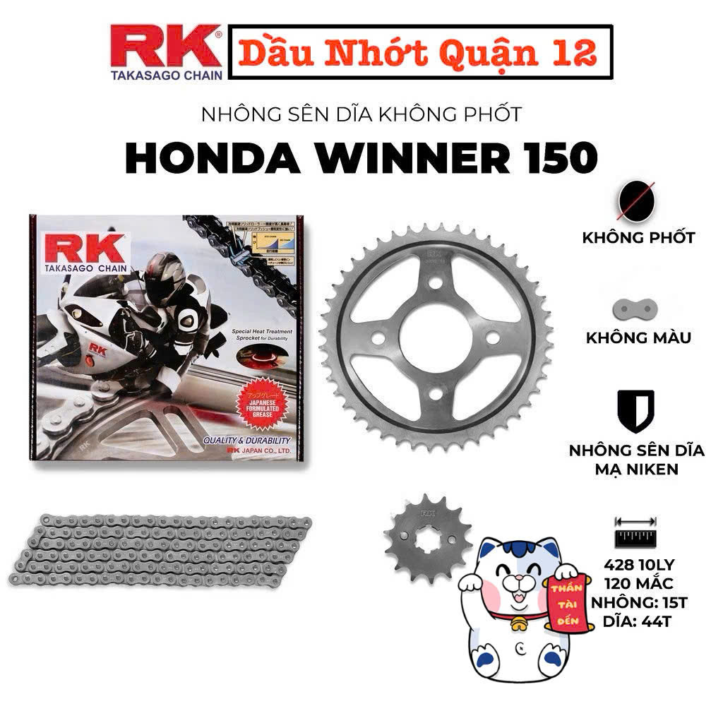 Honda Winner 150 RK ชุดเฟืองโซ่สังกะสีข้อมูลจําเพาะ 15T-44T-S428HSBT 120L ของแท้ RK TAKASAGO JAPAN