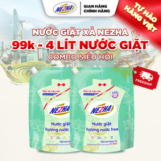 Nezha Nước Giặt Hương Nước Hoa Sạch Sâu 2L Combo 2 Túi 4L Chỉ 99K Diệt Khuẩn Khử Mùi Hôi An Toàn Cho Da Túi Giặt