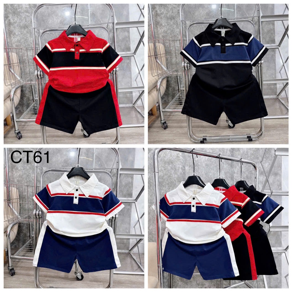 CT61-ชุดคอเต่ารูปตัว B สําหรับเด็กผู้ชายทําจากผ้าฝ้ายเนื้อนุ่ม เย็นสบาย ไซส์ตั้งแต่ 10-38kg