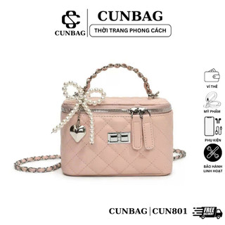 (TẶNG MÓC NGỌC) Túi Xách Nữ Cunbag Cốp Trần Ô Cao Cấp Sang Trọng Dự Tiệc Kèm Charm Ngọc CUN801