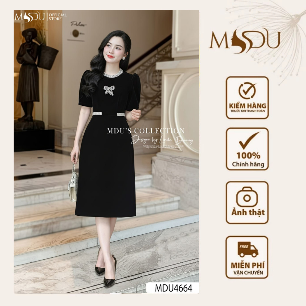 ออกแบบชุด MDU4664 ผลิตจากวัสดุกํามะหยี่เนื้อนุ่มรวมคอกลม Rhinestone หรูหราจาก MDU