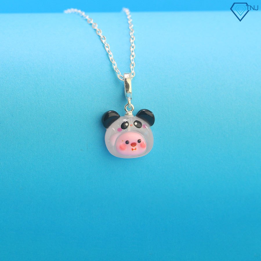 สร้อยคอเงินสําหรับเด็กหน้าหมีน่ารัก DCT0122 - TNJ Jewelry