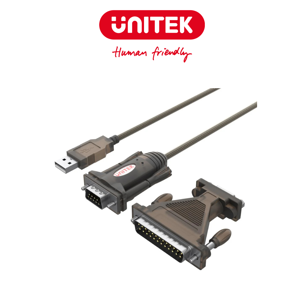สายแปลง USB 2.0 ถึง RS232 / Com (M) + อะแดปเตอร์ Com (M) UNITEK 1.5m Y-105A