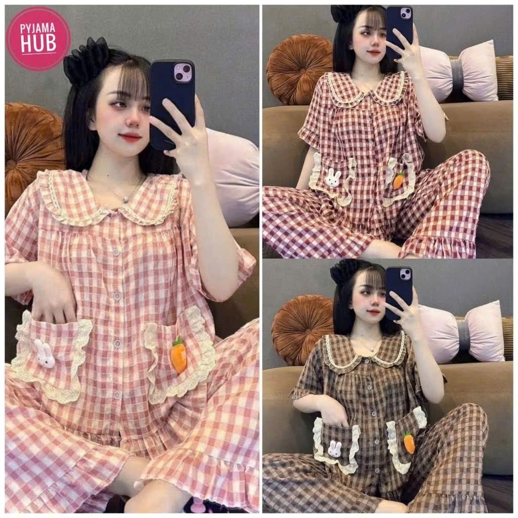 PYJAMA SET WITH SLEEVES AND LONG PANTS 2 กระเป๋าพร้อม COOL SOFT VELVET