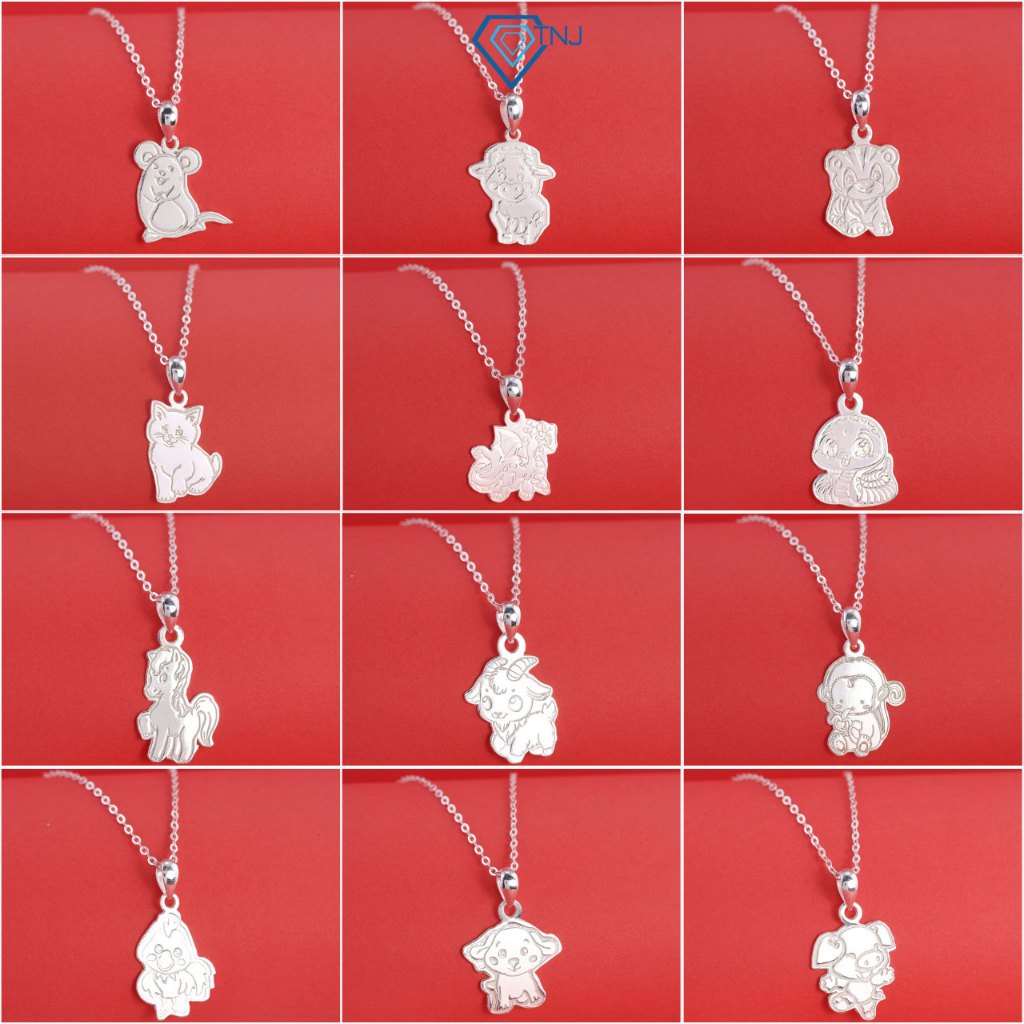 สร้อยคอเงินสําหรับเด็กหน้าสัตว์น่ารักของสัตว์ 12 ราศี DCT0134 - TNJ Jewelry