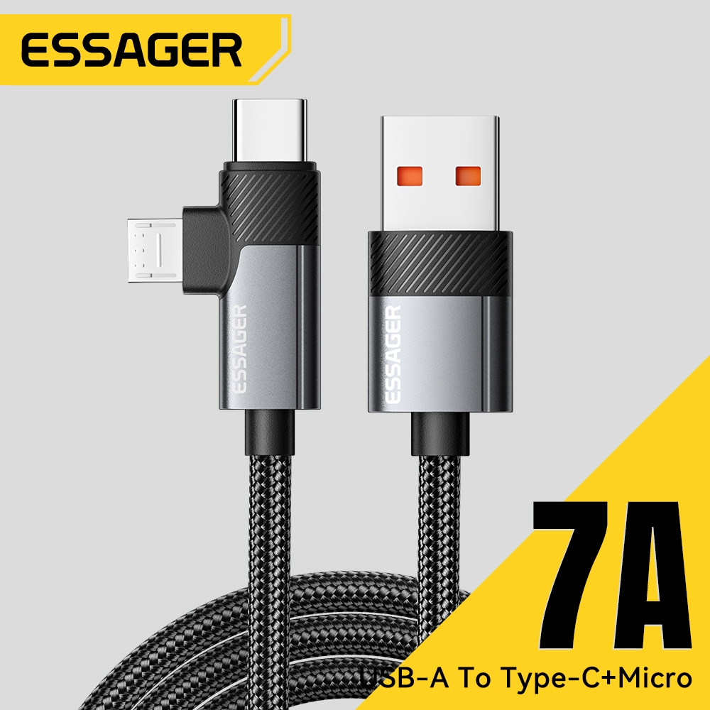 ESSAGER 7A/100W AC+M 2-in-1 Fast Charging Data Cable Multi-protocol ใช้งานร่วมกับ