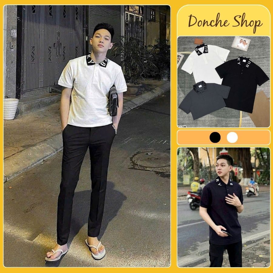 เสื้อโปโล Bx สุดสวยพร้อมคอปกทอสีดําและตัวอักษรสีขาว - เสื้อโปโลผู้ชายและผู้หญิง Bx ทําจากผ้าฝ้ายเย็น