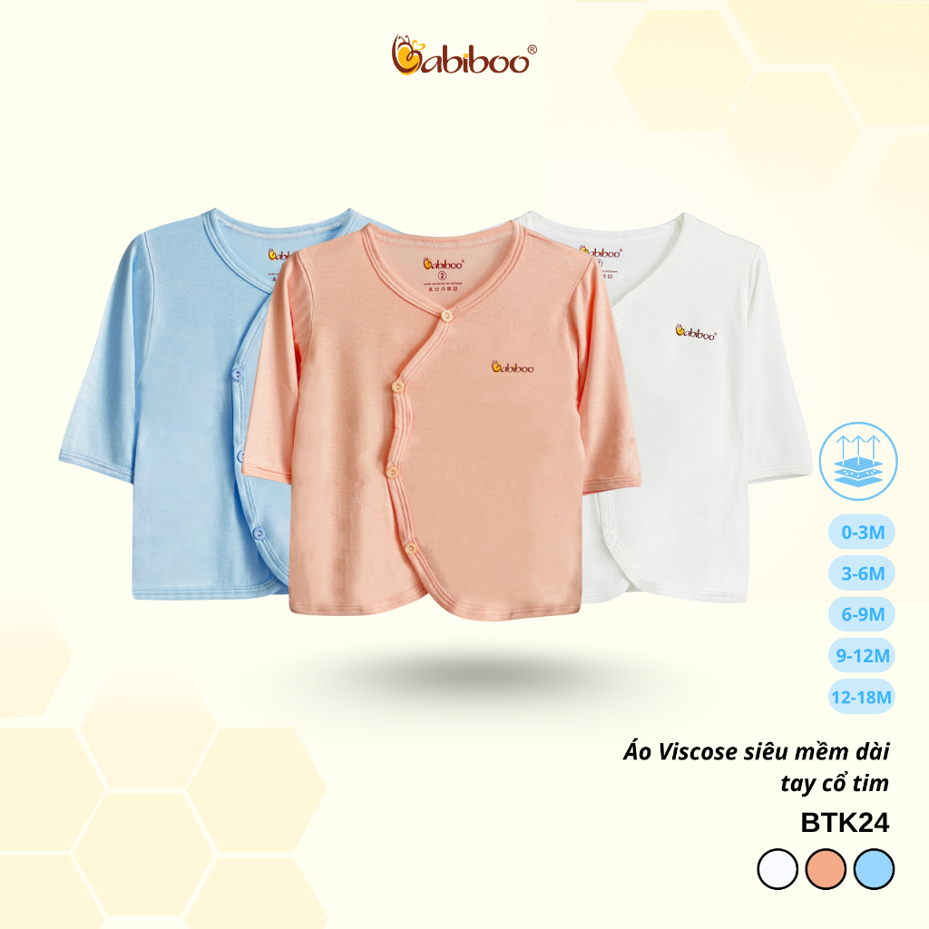 เสื้อเด็กแรกเกิดแขนยาว BABIBOO เสื้อแขนยาวคอเต่า ผ้าเหนียวนุ่มพิเศษ BTK24