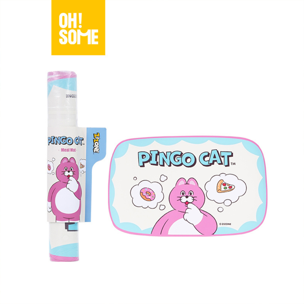 OHSOME x Zizone- น่ารักกันน้ํากันลื่นฉนวนกันความร้อน Pingo Fat Cat เสื่อโต๊ะรับประทานอาหาร, เสื่อ