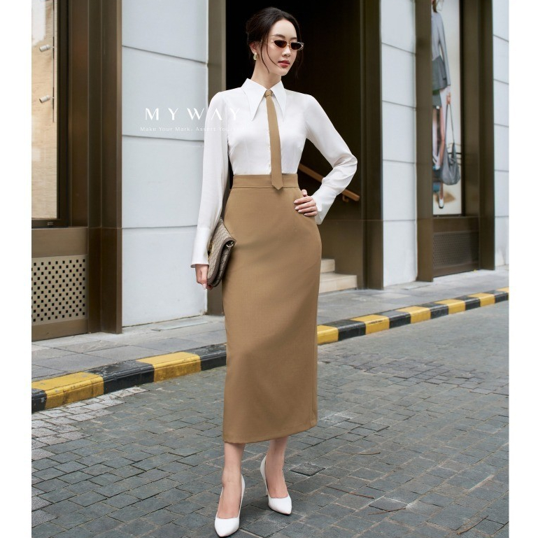 MY WAY Office Slim เสื้อและกระโปรงชุดหรูหราเยอรมันคอปกแขนยาว 5MA03181W - TR0 1MCOB2454 - NA0 DB