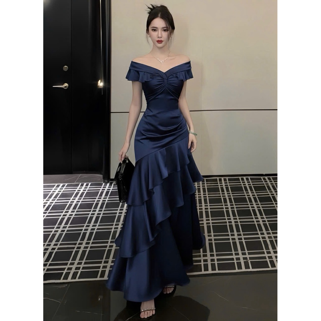 BECHIC Designer Dress Long Off Shoulder เซ็กซี่สไตล์เจ้าหญิง