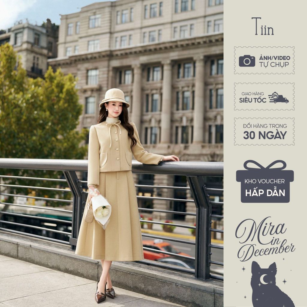 [คอลเลกชันมิร่า] TINSTORE ชุดราตรีผูกโบว์ดีไซน์คอและกระโปรงจีบหรูหรา ADK.2510.356 CDD.2510.357