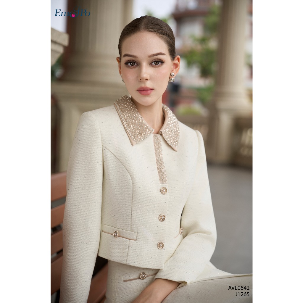 เสื้อกั๊กสตรี Emspo คอปกเปิดลงพร้อมคลิปหนีบตาข่ายลูกปัดกระเป๋าสะพายไหล่ทั้งสองด้าน AVL0642 เดิน J126