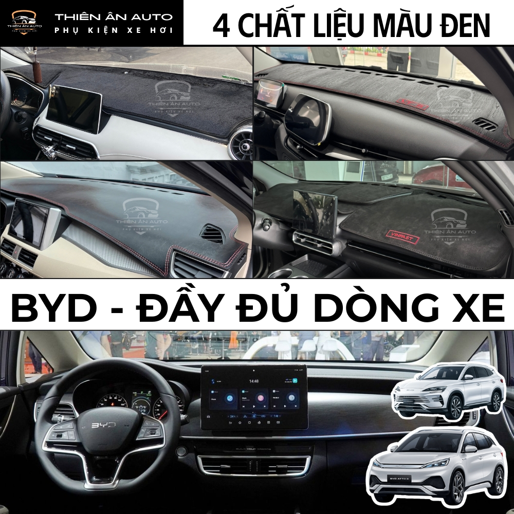 พรม Taplo BYD SEAL, SEALION 6, ATTO 3, BYD M6, พรม Taplo 4 วัสดุสีดําป้องกันแสงสะท้อน, THIEN AN AUTO