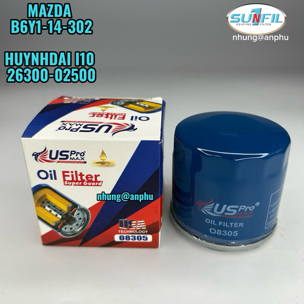 กรองน้ํามันเครื่อง i10 O-8305, B6Y1-14-302, Mazda 2,3,4,6, mazda cx5,CX8, hyundai gezt, kia moning, 