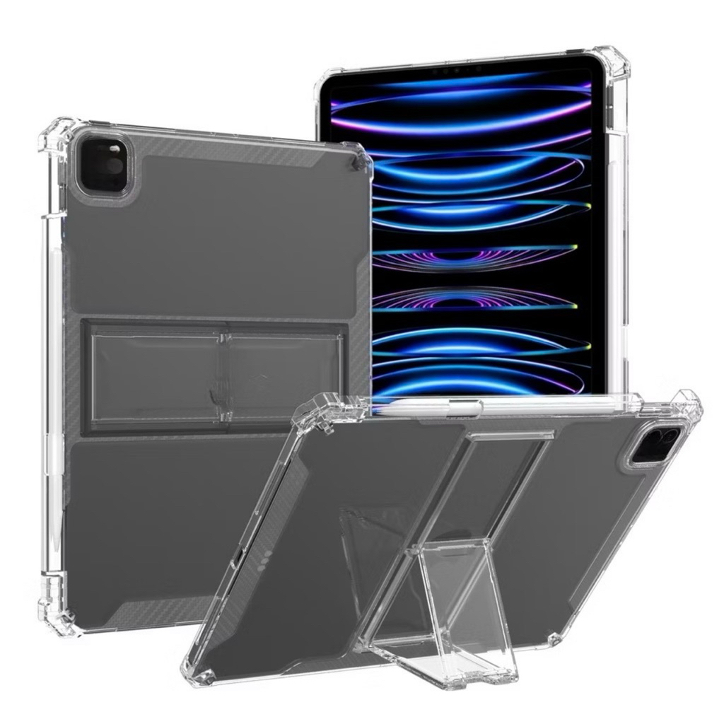 เคส iPad โปร่งใสกันกระแทกพร้อมขาตั้ง - ขาตั้งสําหรับ iPad Mini 6/7 / Gen 5-10 / Air / Pro 11 2024 / 