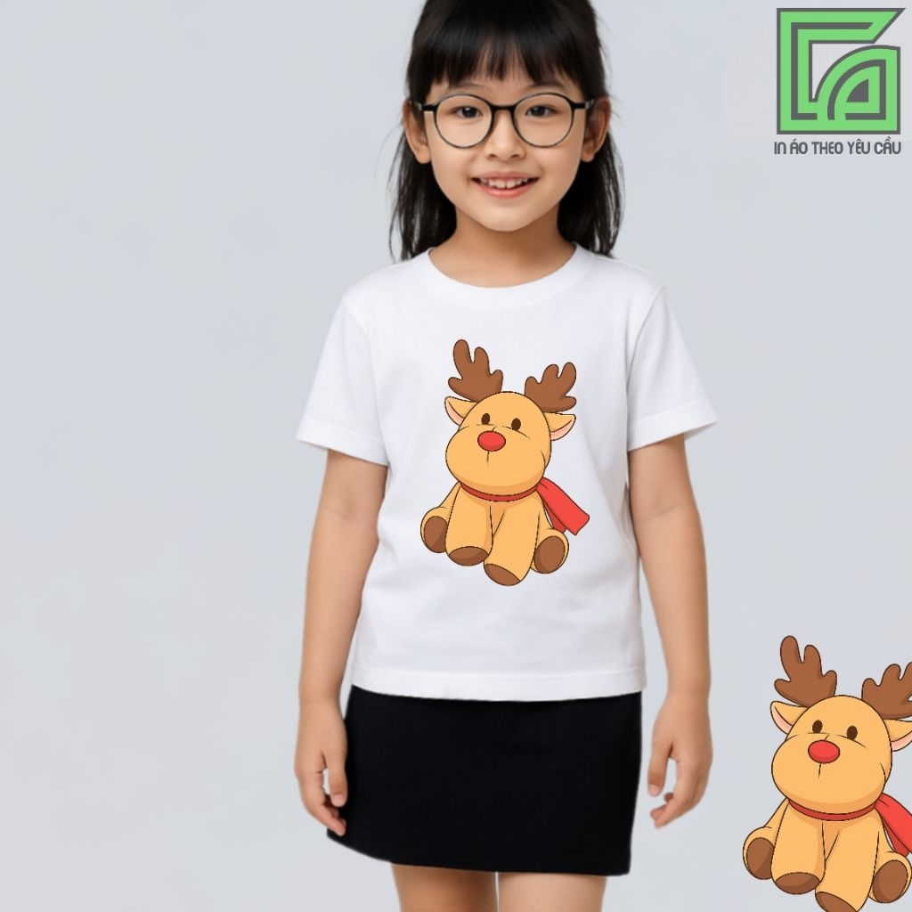 เสื้อยืดพิมพ์ลายกวางเรนเดียร์ Jollibee น่ารักสําหรับเด็กชายและเด็กหญิงทุกขนาด F912