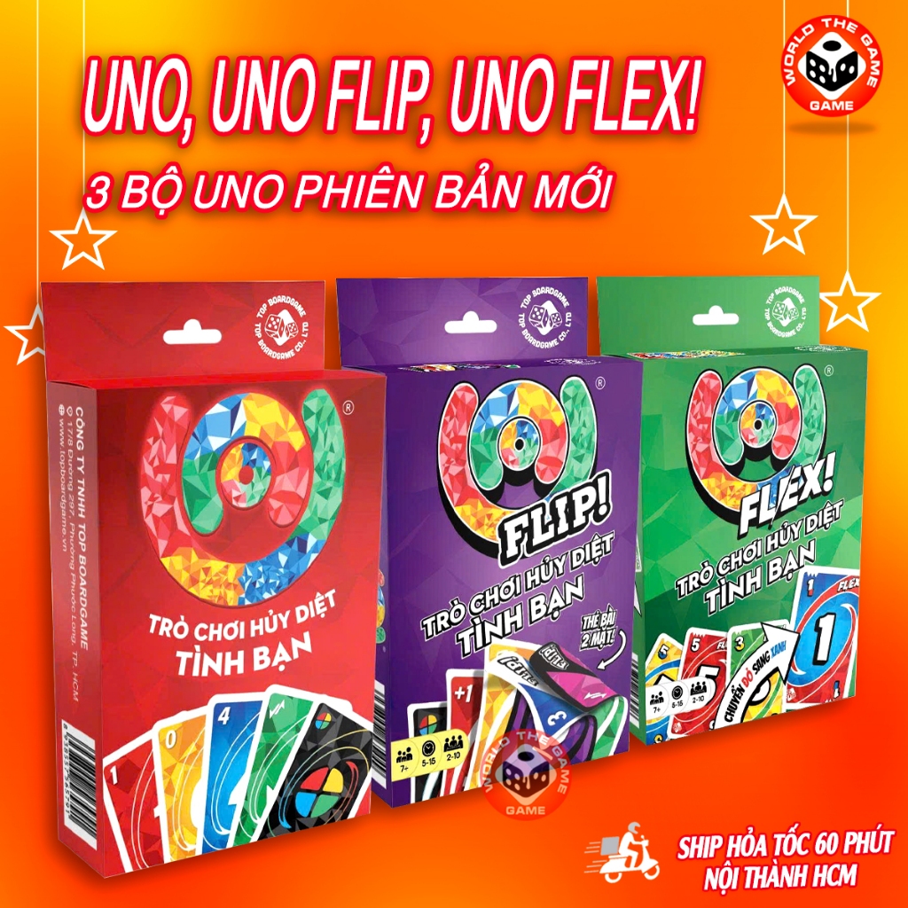 COMBO 3 UNO,UNO FLIP, UNO Flex.330 การ์ด UNO เกมกระดานแสนสนุกรุ่นใหม่สําหรับเพื่อนและครอบครัว