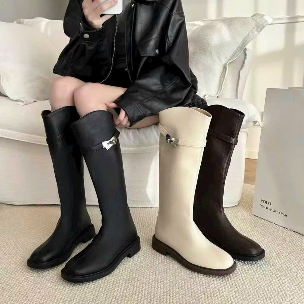 F88 FULBOX SOFT LEATHER LOW FLAT SOLES รองเท้าบูทผู้หญิง