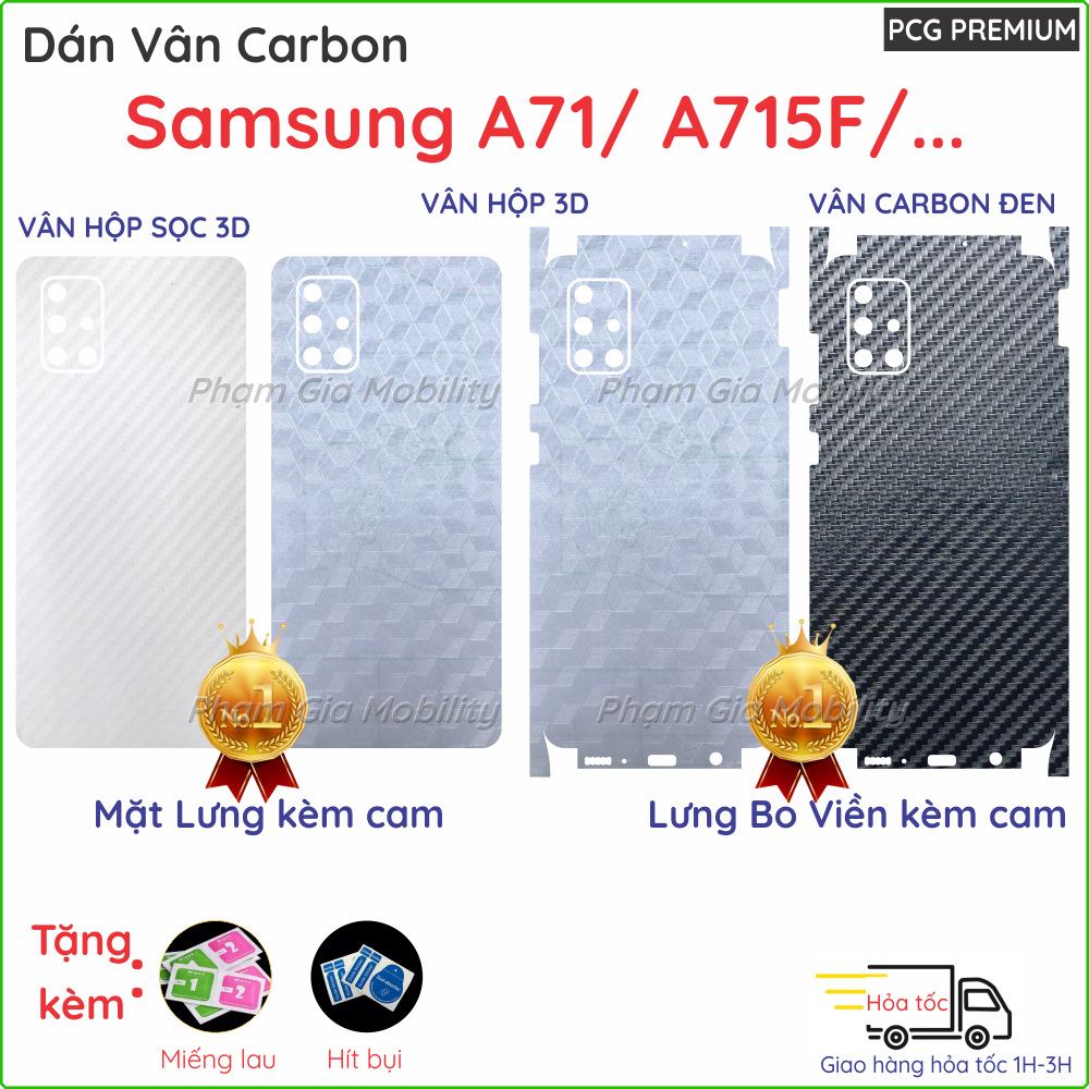 สติ๊กเกอร์ Carbon Skin สําหรับ Samsung Galaxy A71/ A715F ด้านหลัง ขอบเต็ม มาตรฐานแท้