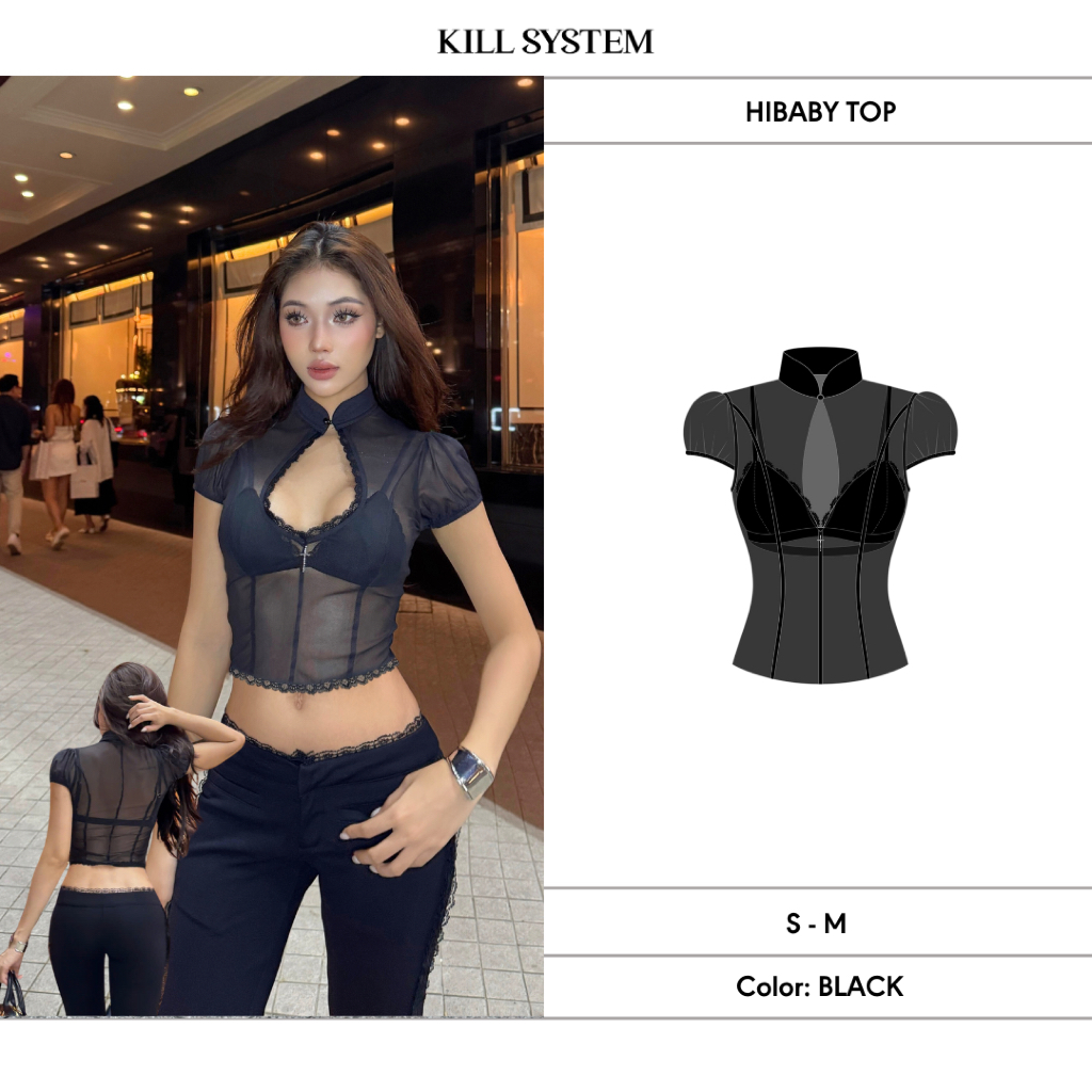 HIBABY - KILL SYSTEM เสื้อคล้องคอซีทรูพร้อมบรา
