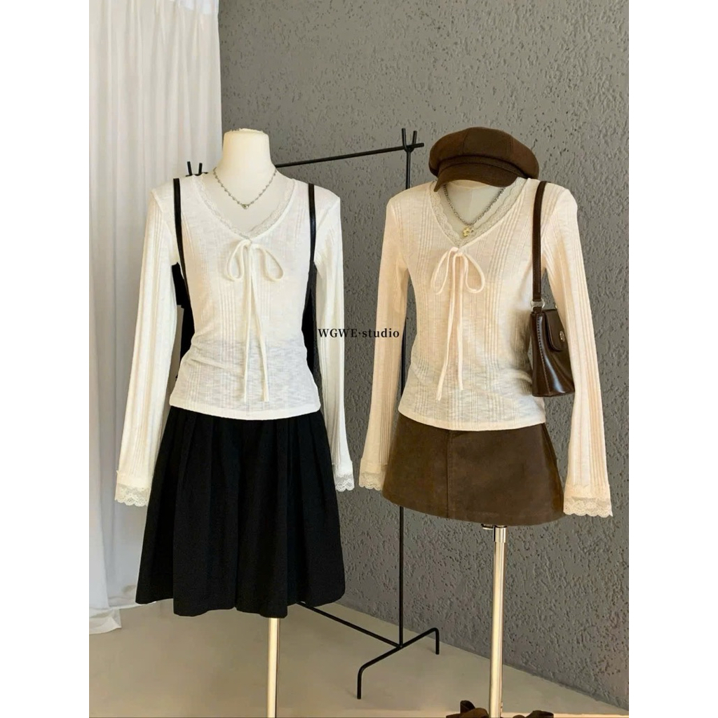 WG.WE เสื้อเบลาส์ลูกไม้บางฟรีไซส์