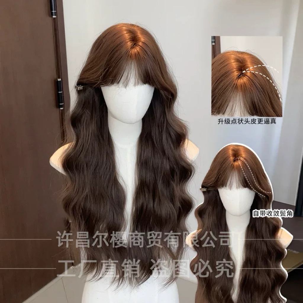 (ใหม่) Douyin Curly Womens Wigteen Douyin วิกผมตาข่ายดอกไม้คุณภาพสูง (พร้อม)