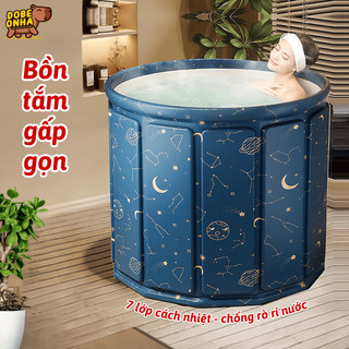 Bồn Tắm Gấp Gọn Cho Người Lớn 7 Lớp Cao Cấp, Bể Bơi Di Động Cho Bé, Bồn Ngâm 150L, Giữ Nhiệt 3h