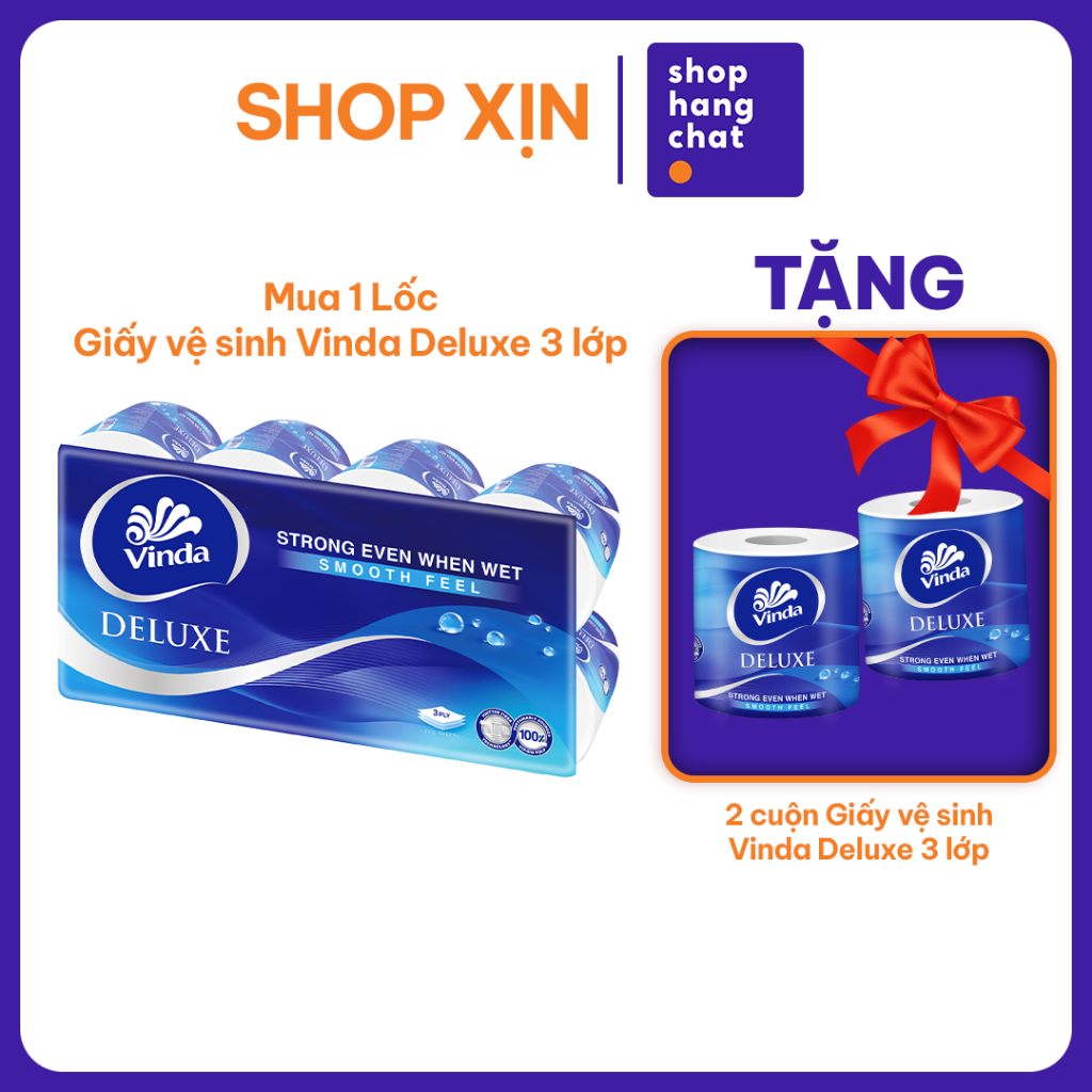 [QUALITY DEAL - LOTS OF 8 ROLLS GET 2 ROLLS FREE] Vinda Deluxe, Prestige 4D 3-Layer Premium Toilet P