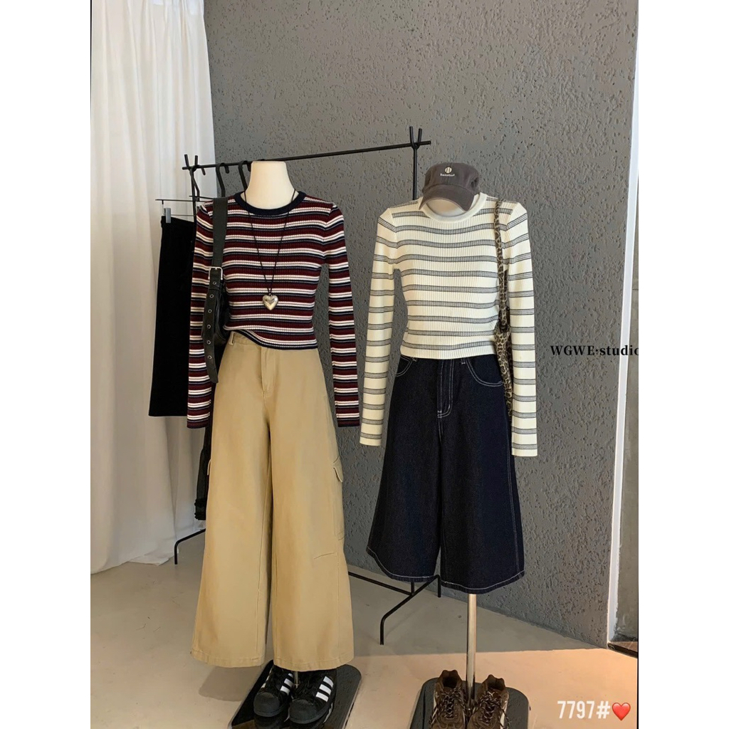 WGWE• เสื้อสเวตเตอร์บอดี้คอนแบบสั้น 7797 wgwe QC product freesize