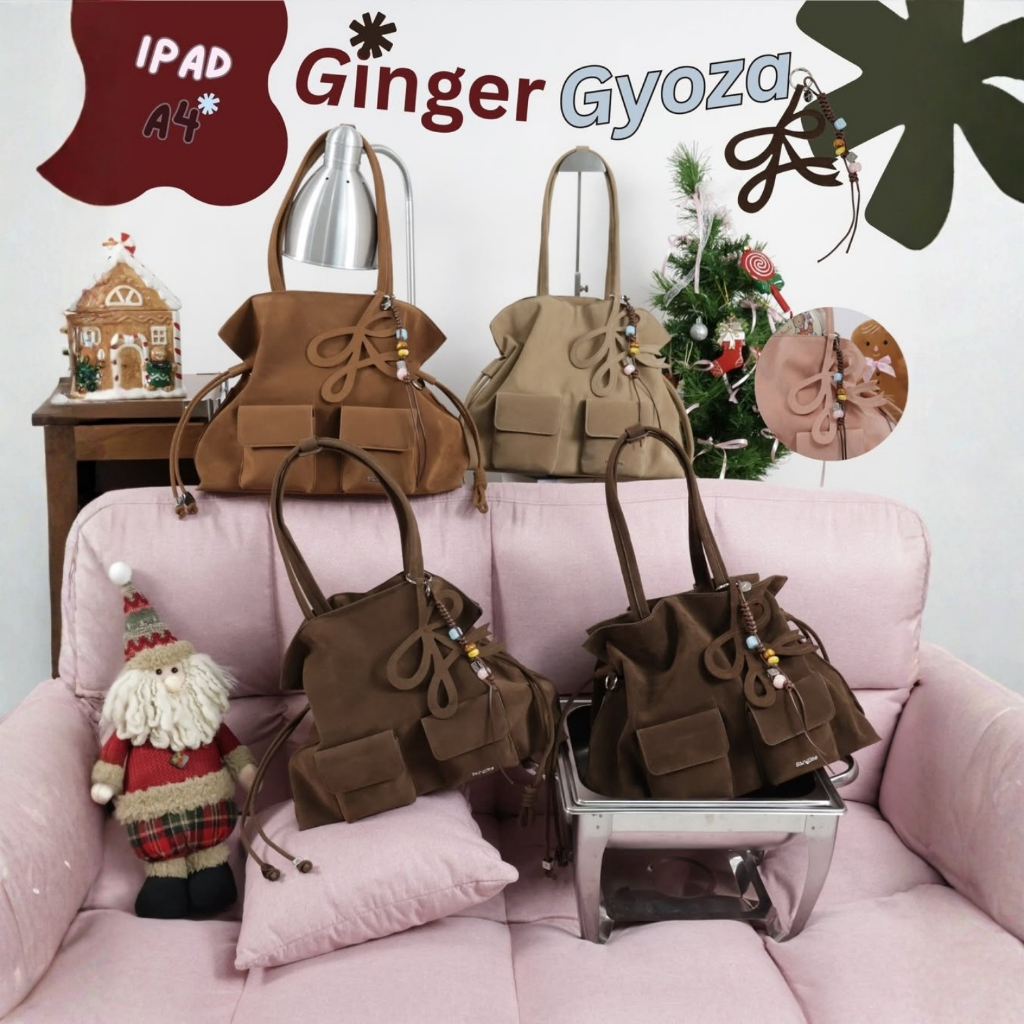 8angles Ginger Gyoza กระเป๋าสะพายไหล่พร้อมสายสะพายไหล่ 13 นิ้วขยายได้ 15 นิ้วเหมาะกับ A4 Ipad