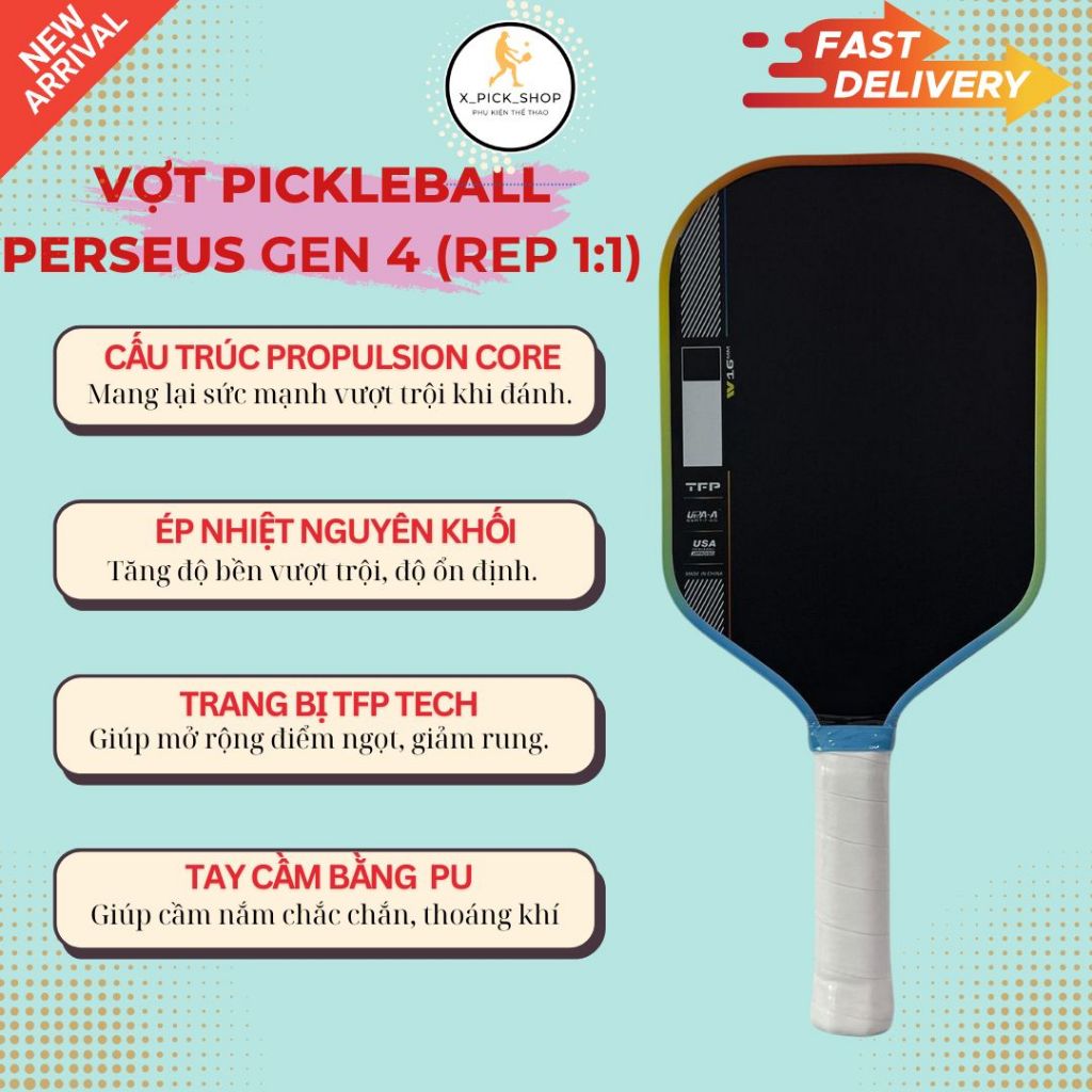 OO.LA Gen 4 Pickleball Racket 16mm ไม่มี NFC พลังเต็ม [GIVE LOGO + FREE GRADE RENEWAL SUPPORT]