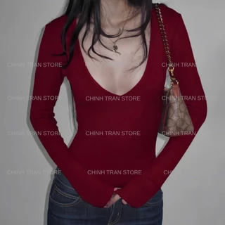 เสื้อยืดคอเต่าลึกแขนยาวเซ็กซี่ Basic Slim Bodycon Form