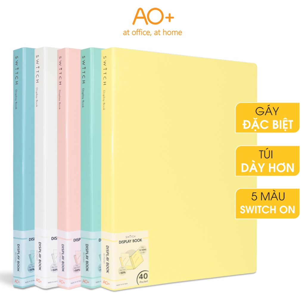 A4 Switch ON AO+ Leaf Cover, กระเป๋าหนา 0.06 มม. (20/ 40 ใบ) - WD622/WD624