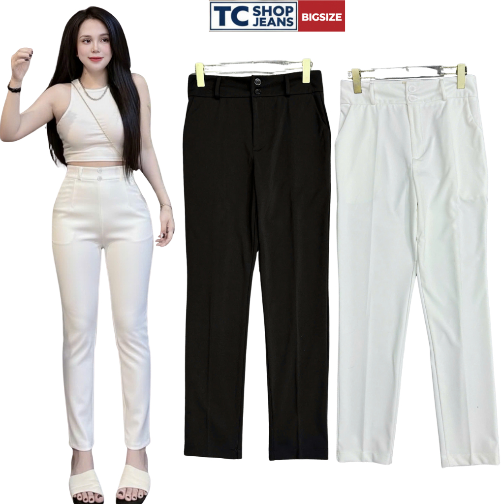 คุณภาพสูง umi กางเกงขายาวทรงเข้ารูป ไม่ระบาย ทรงตรง TC SHOP JEANS bigsize 55-90kg วัสดุ umi คุณภาพสู