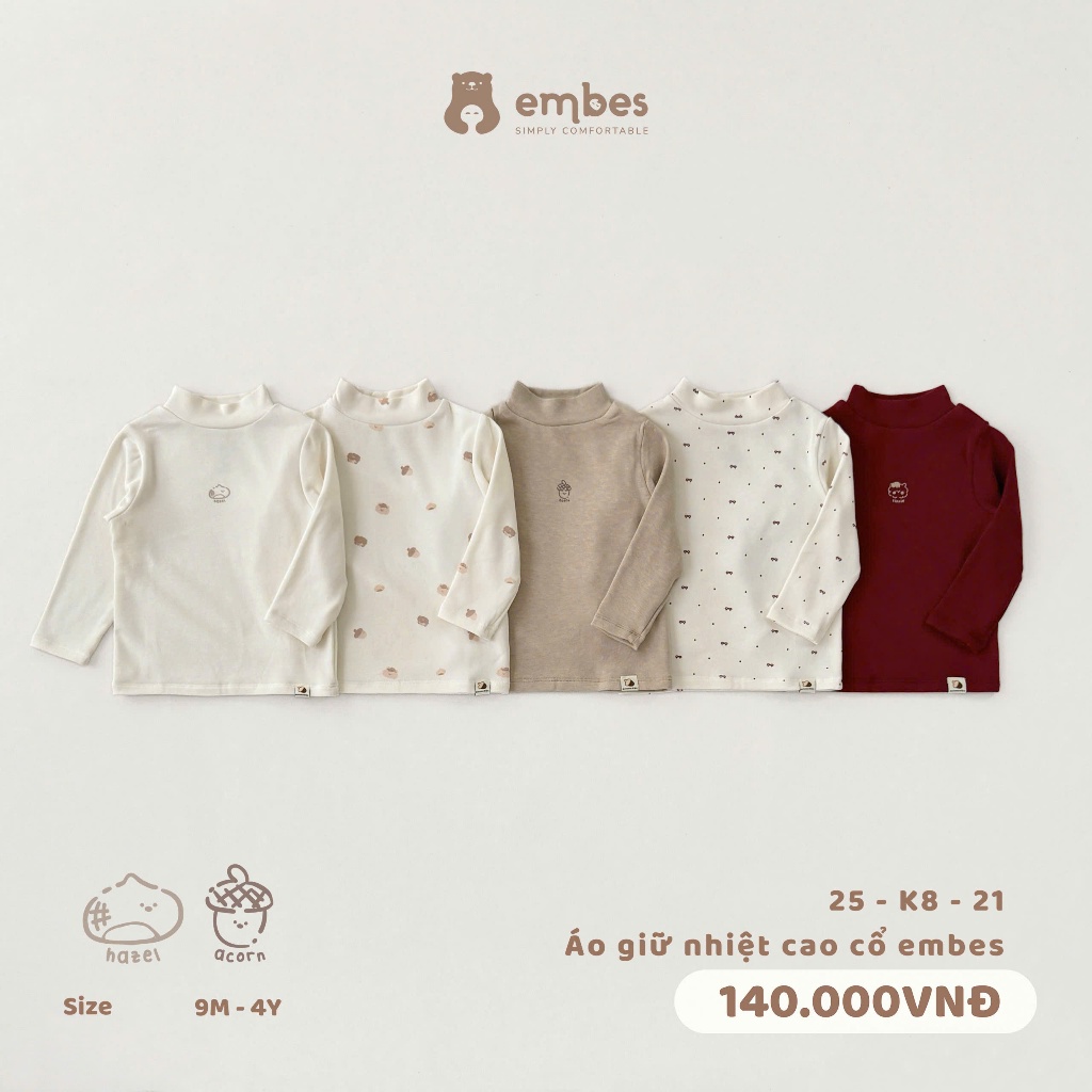 Embes Baby Thermal Jacket เสื้อแขนยาวคอเต่าผ้าฝ้ายนุ่มสําหรับฤดูใบไม้ร่วงและฤดูหนาวสวมใส่สําหรับเด็ก