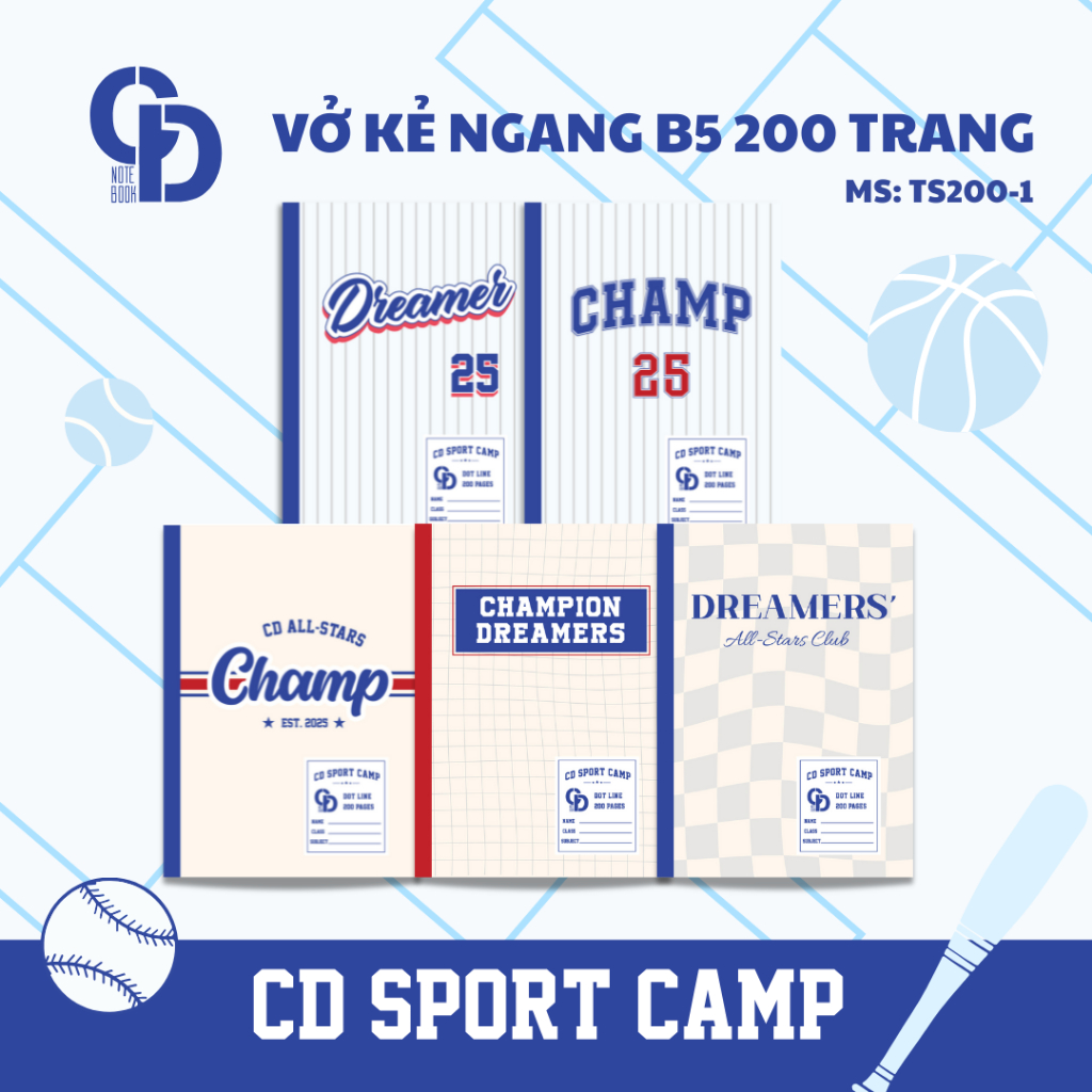 CD NOTEBOOK All-Star Club แนวนอน NOTEBOOK - สีเทา 200 หน้า B5, DL: 70 - MS: TS200-1