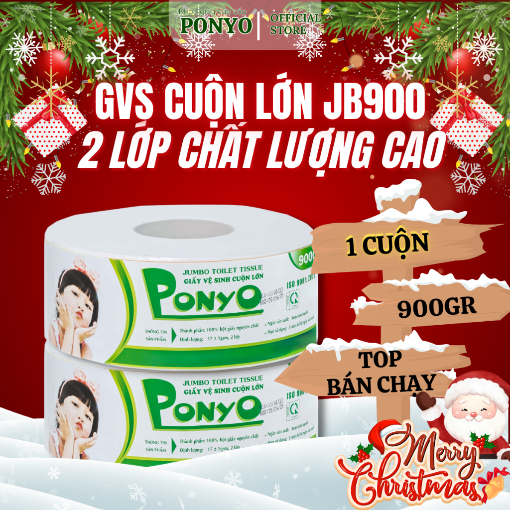 กระดาษชําระม้วนใหญ่คุณภาพสูง PONYO JB900 2 ชั้น 900g ประหยัด - กระดาษ Thien An Nam