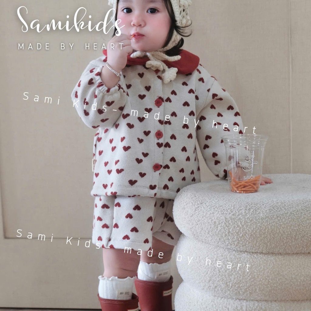 ชุดขนสัตว์หัวใจสาว กางเกงขาบานน่ารัก เนื้อหนานุ่ม 6-16kg WB189L SACHIMI SHOP