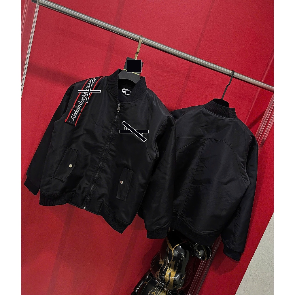 Cool Queen Mens Matte Jacket โลโก้ไหล่ผ้าฝ้ายเปลือย - Mc.qeen Mens Bomber Jacket โลโก้ไหล่คุณภาพสูง
