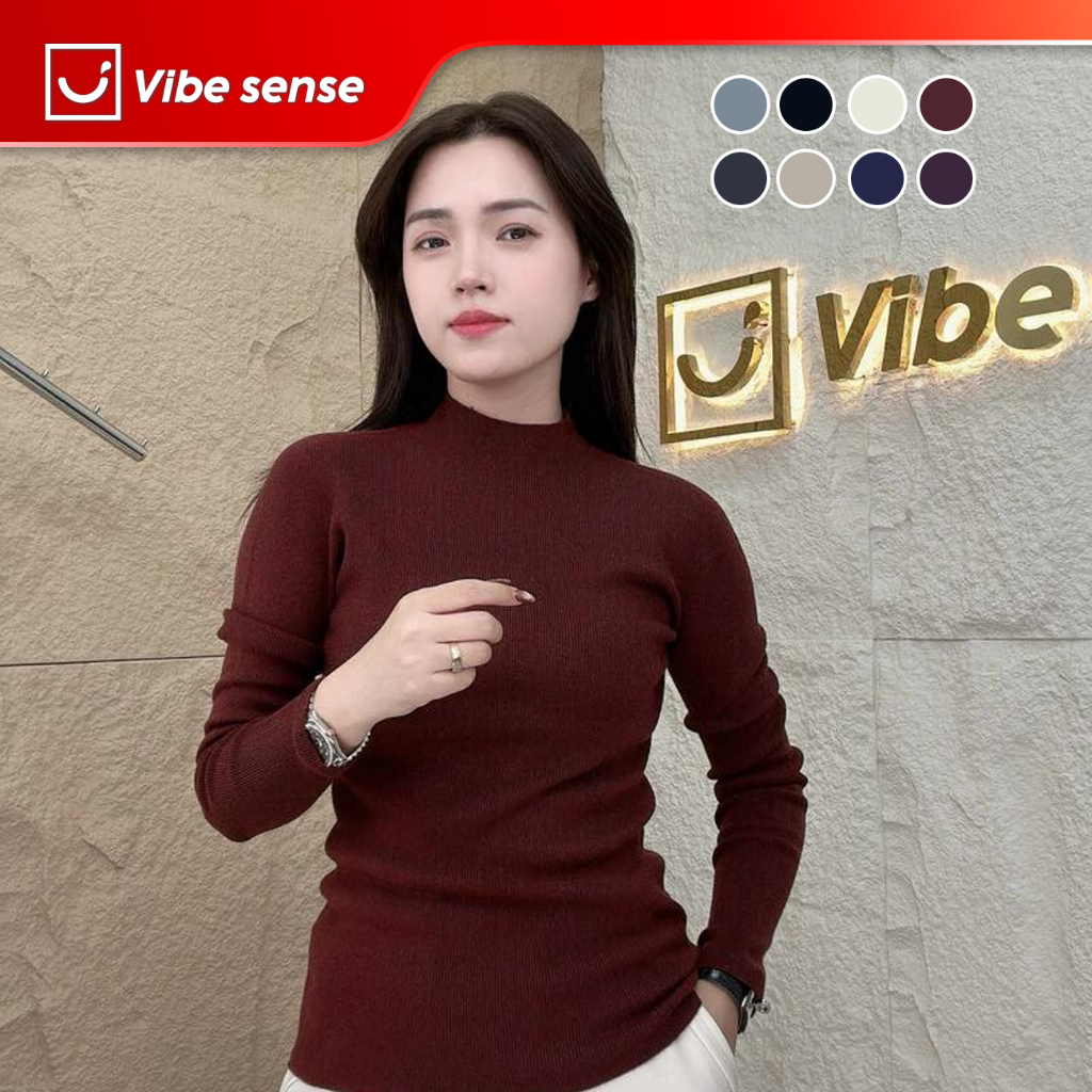 VBA046 เสื้อสเวตเตอร์คอเต่า - เสื้อสเวตเตอร์แขนยาวคอปกสูงปานกลางแต่สวยเหมาะสําหรับแจ็คเก็ตใดๆ