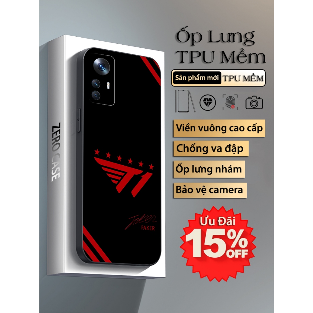 เคสสําหรับ Xiaomi 12T, 12T Pro ขอบเหลี่ยม ป้องกันกล้องพิมพ์ลายโลโก้ T1 Faker