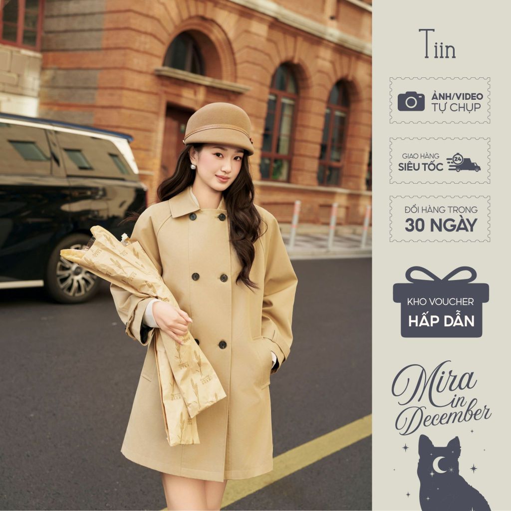 [Mira collection] TINSTORE เสื้อแจ็คเก็ตสีกากีผู้ชายหรูหราและหรูหราพร้อมคอปกและแขนเสื้อหลวม ADK.2510