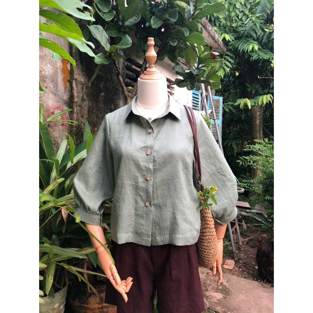 PREMIUM LINEN SLEEVE SHIRT - NGUYEN CREAM LINEN