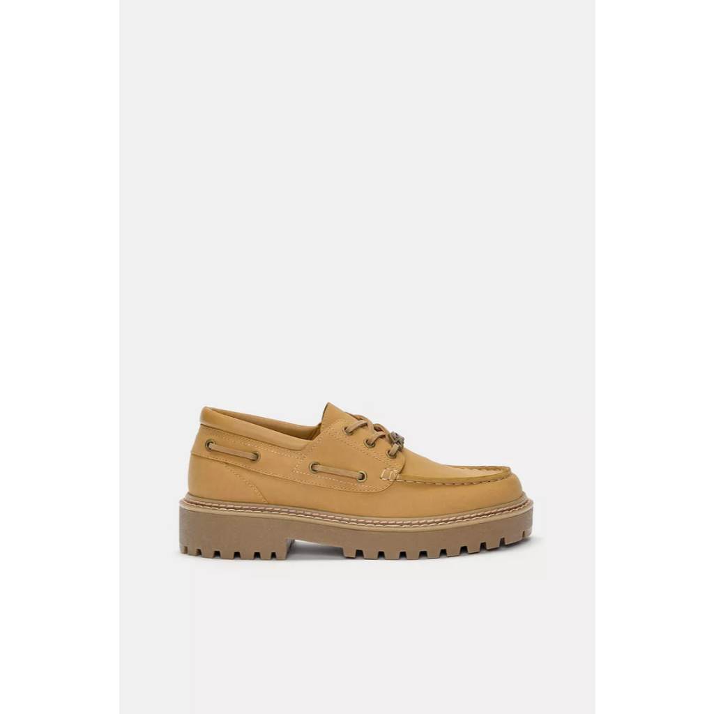 PB รองเท้าผู้ชาย STWD เพิ่มความสูง (PUL & BAR) สีมัสตาร์ด